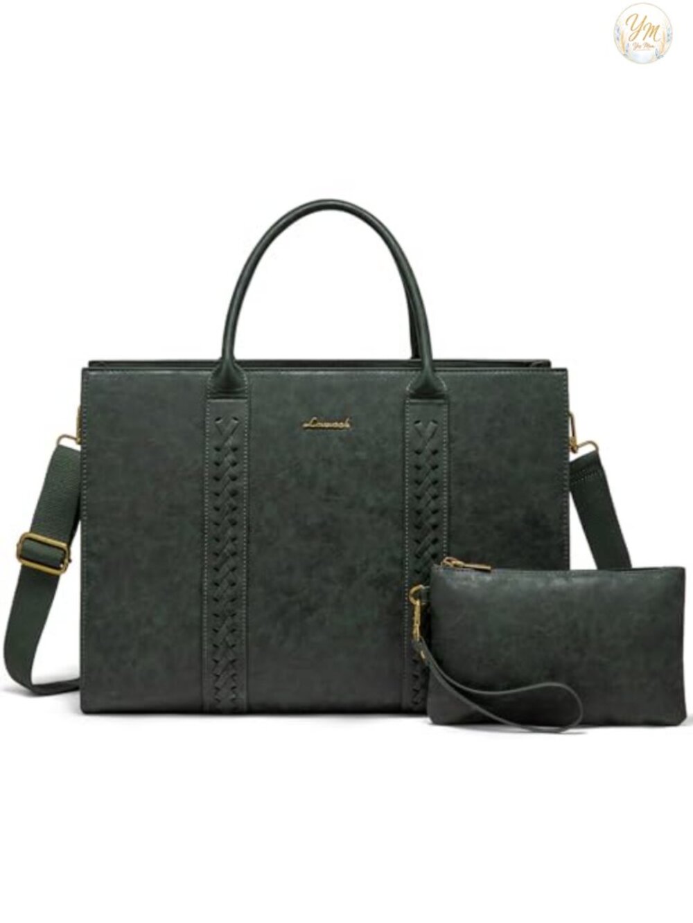 Vintage Faux Leather Laptop Tote Bag Waterproof 15.6 inch Work Briefcase